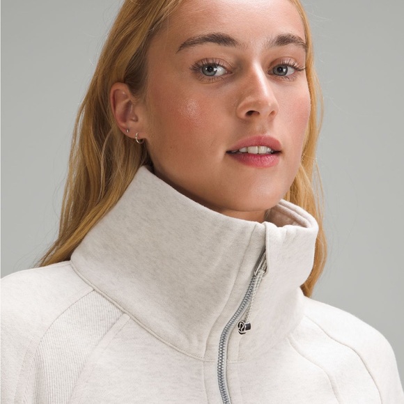 LULULEMON Scuba Oversized Funnel Neck Half Zip Heathered Bone XL/XXL - Picture 4 of 11